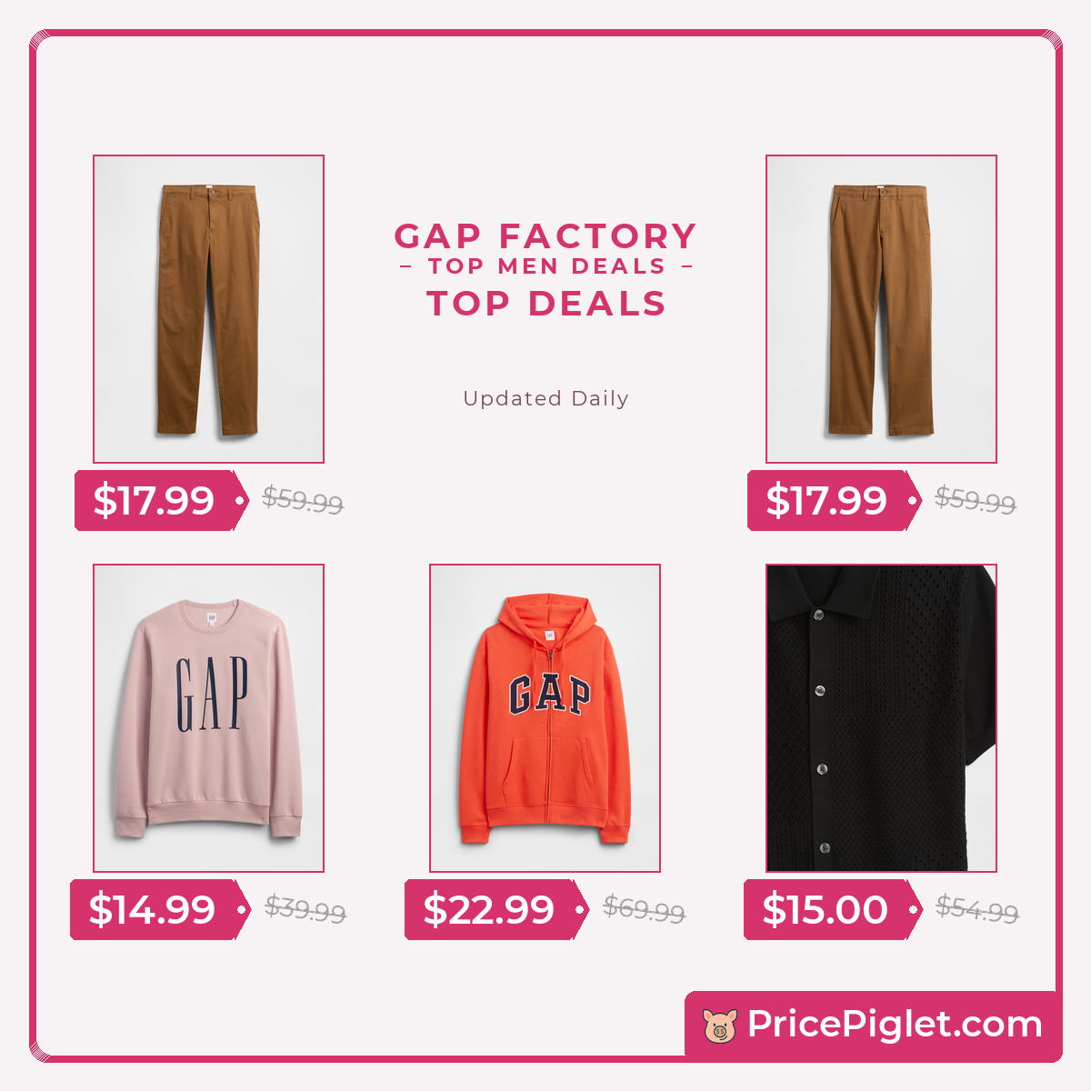 Top Men deals at Gap Factory right now