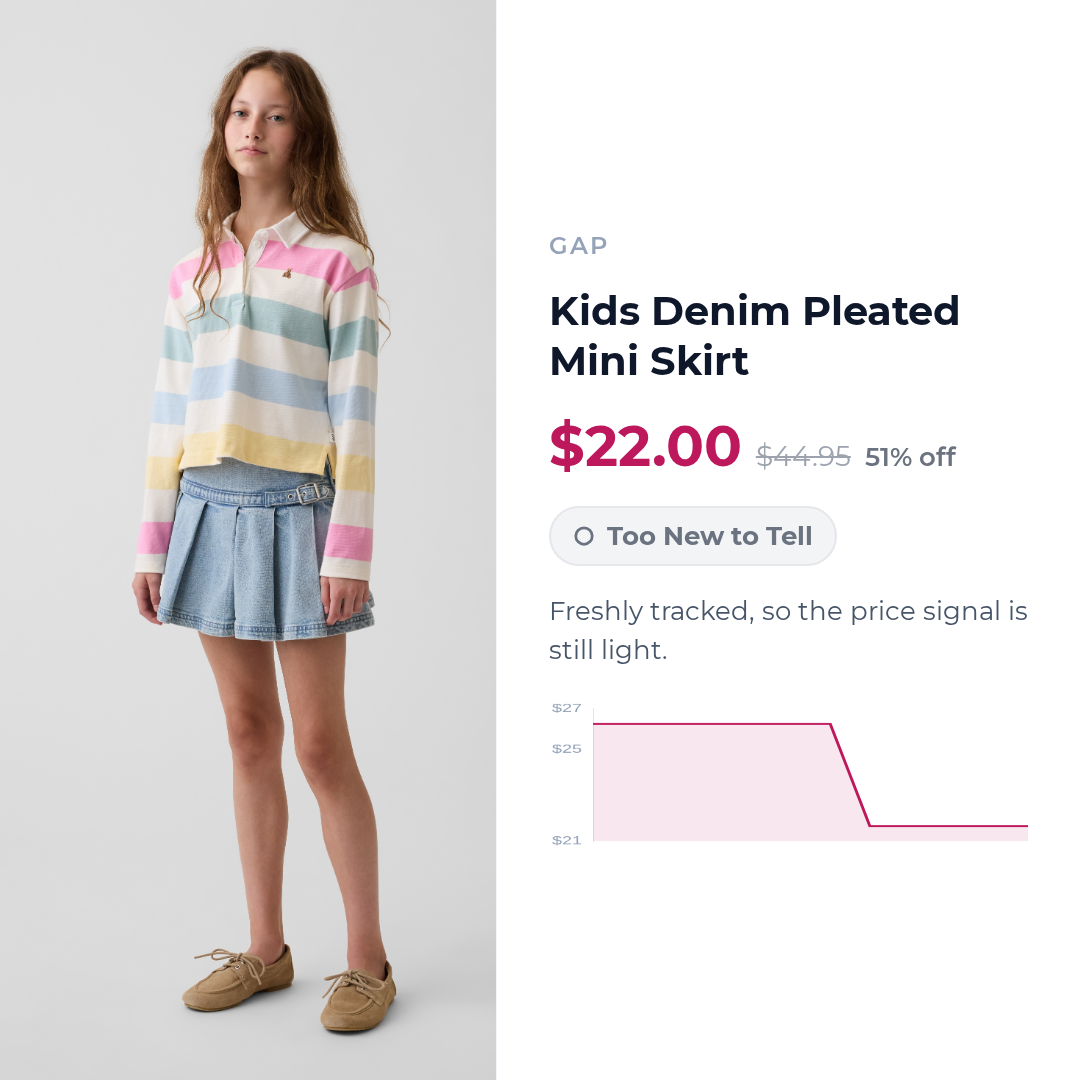 Kids Denim Pleated Mini Skirt