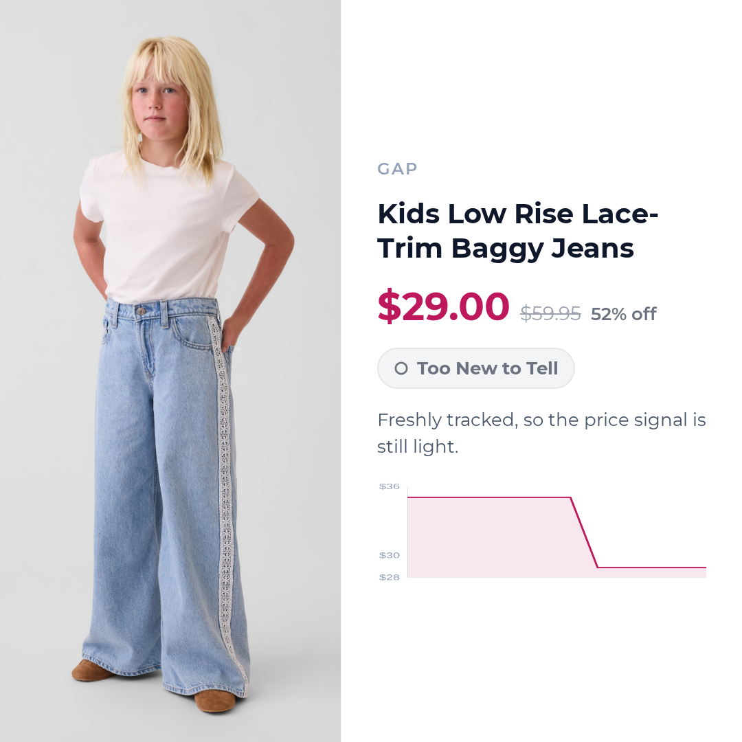 Kids Low Rise Lace-Trim Baggy Jeans