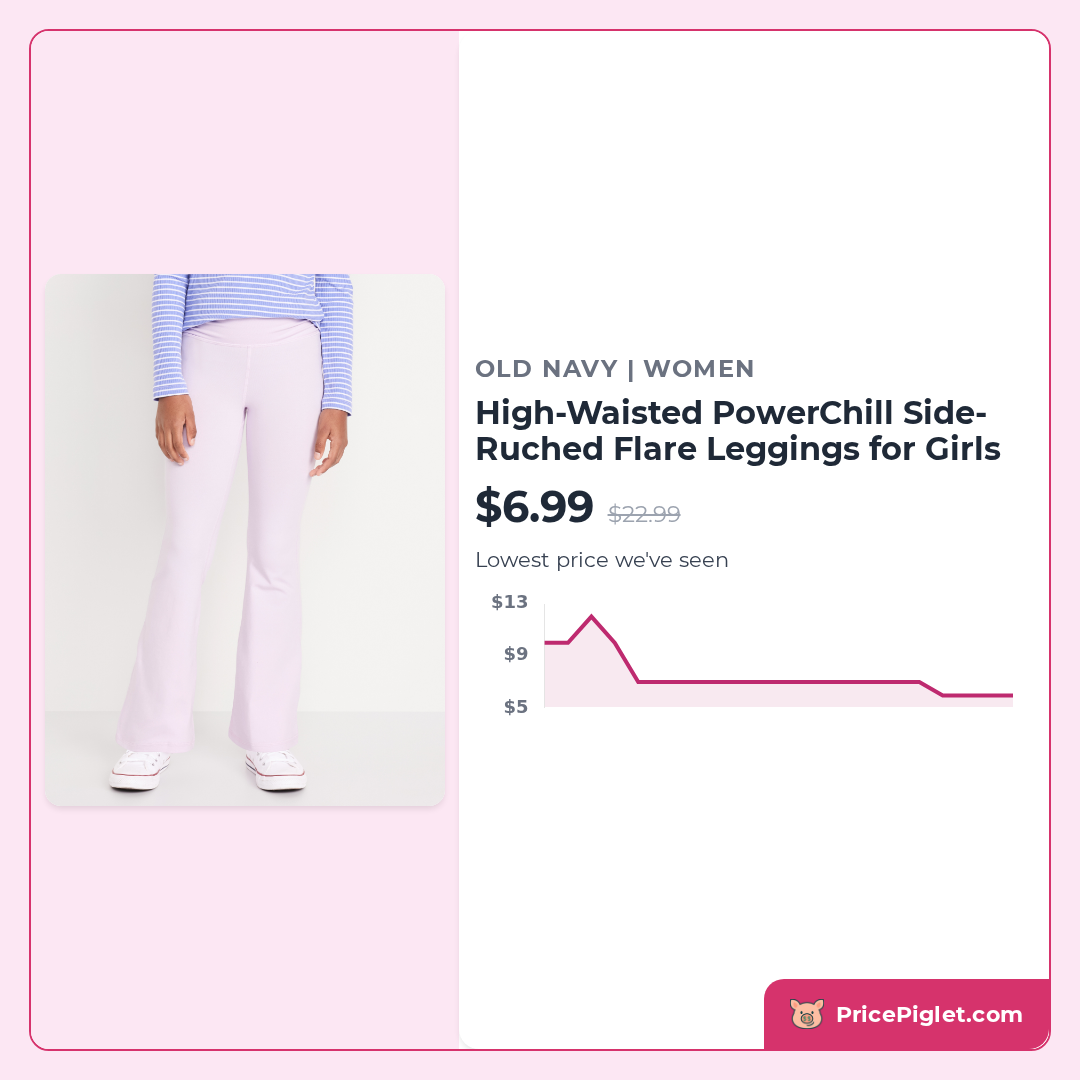 High-Waisted PowerChill Side-Ruched Flare Leggings for Girls