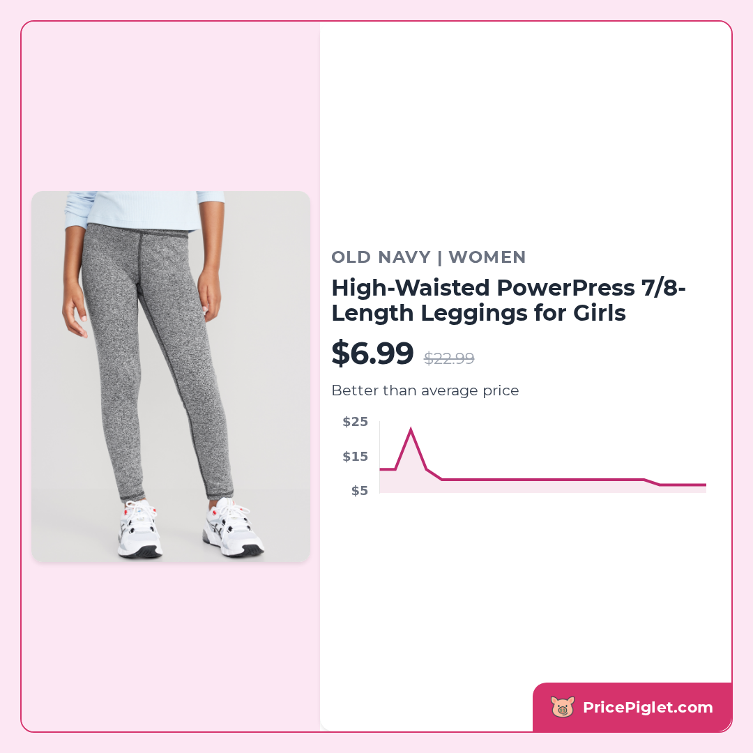 High-Waisted PowerPress 7/8-Length Leggings for Girls