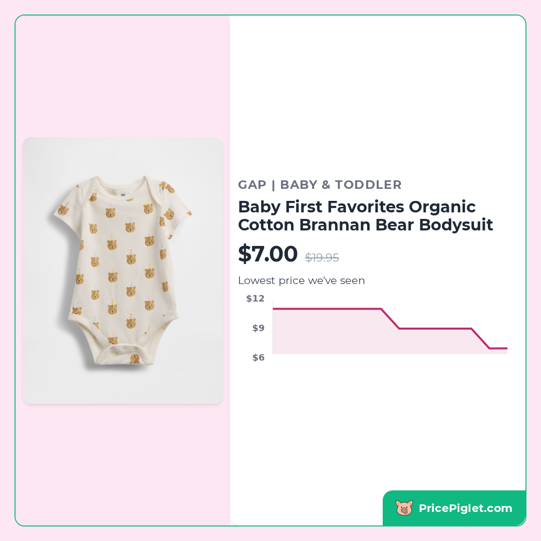 Baby First Favorites Organic Cotton Brannan Bear Bodysuit