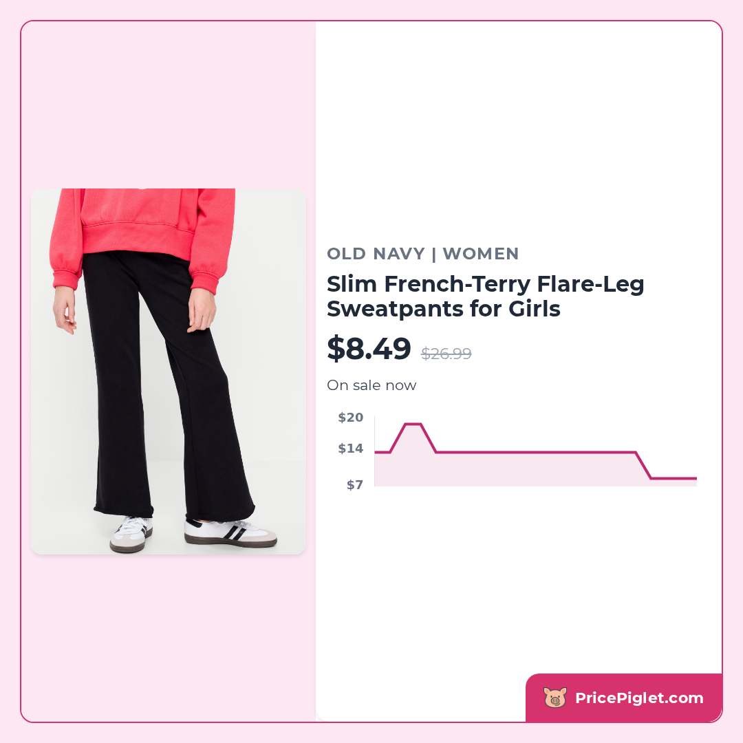 Slim French-Terry Flare-Leg Sweatpants for Girls