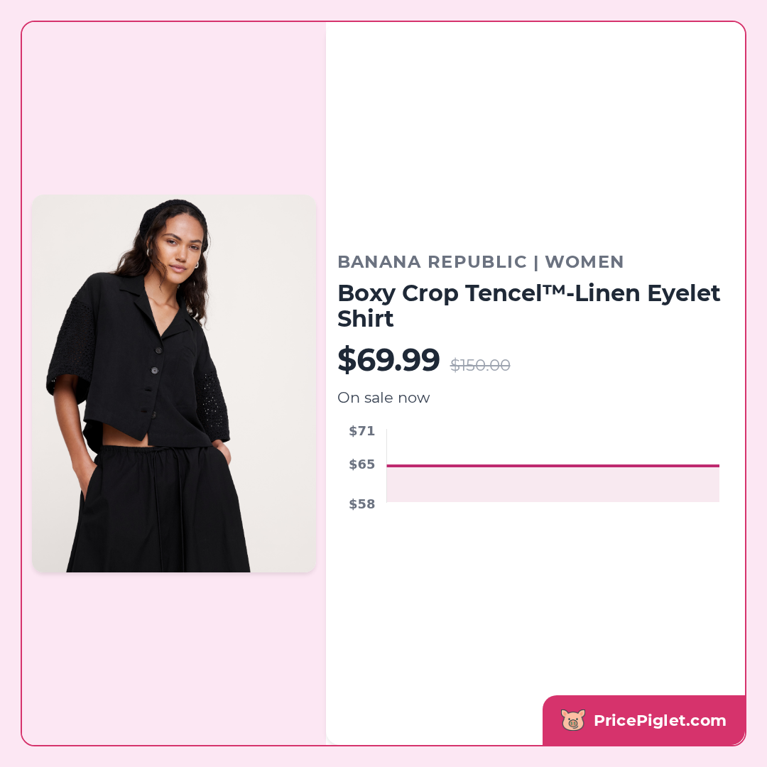 Boxy Crop Tencel™-Linen Eyelet Shirt