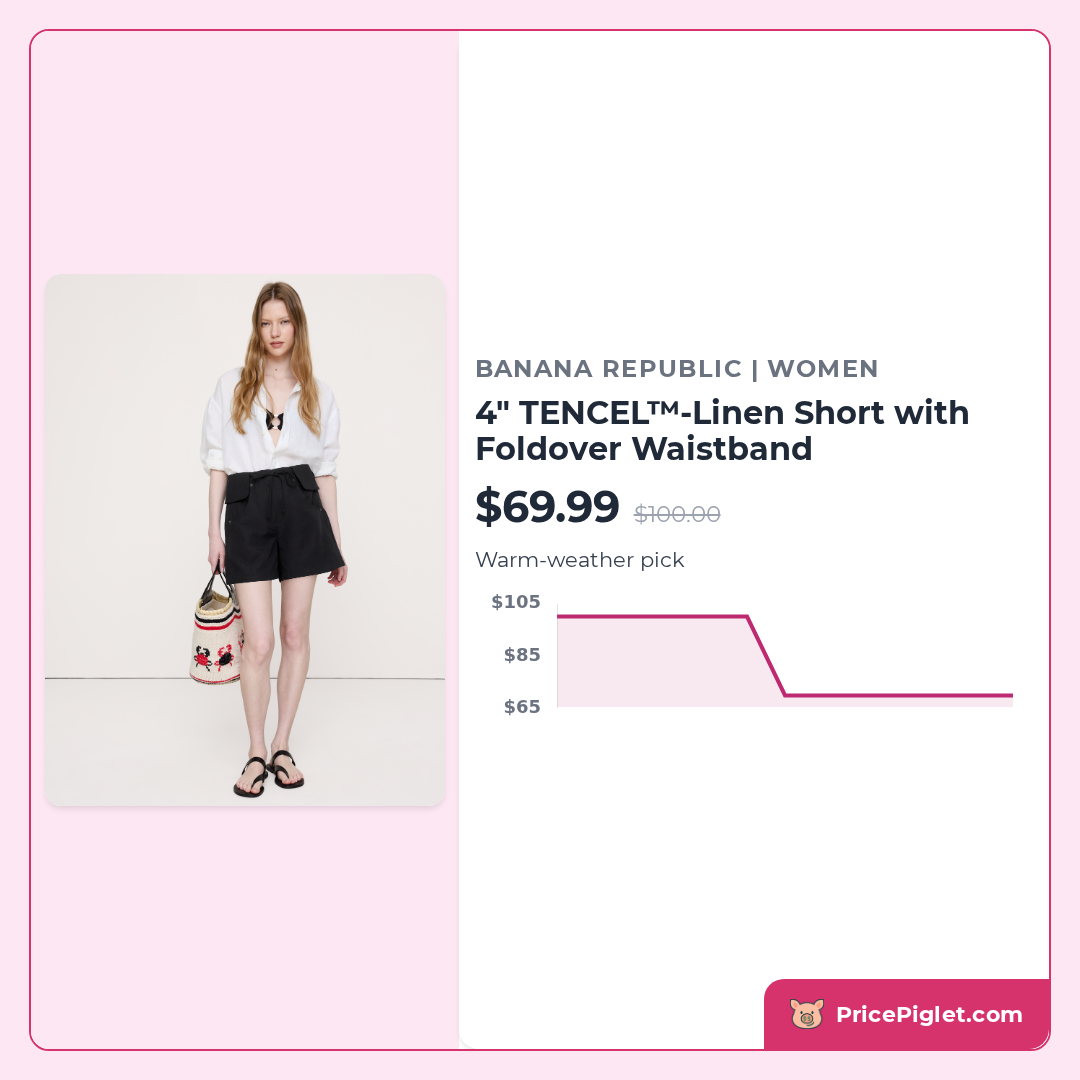 4" TENCEL™-Linen Short with Foldover Waistband