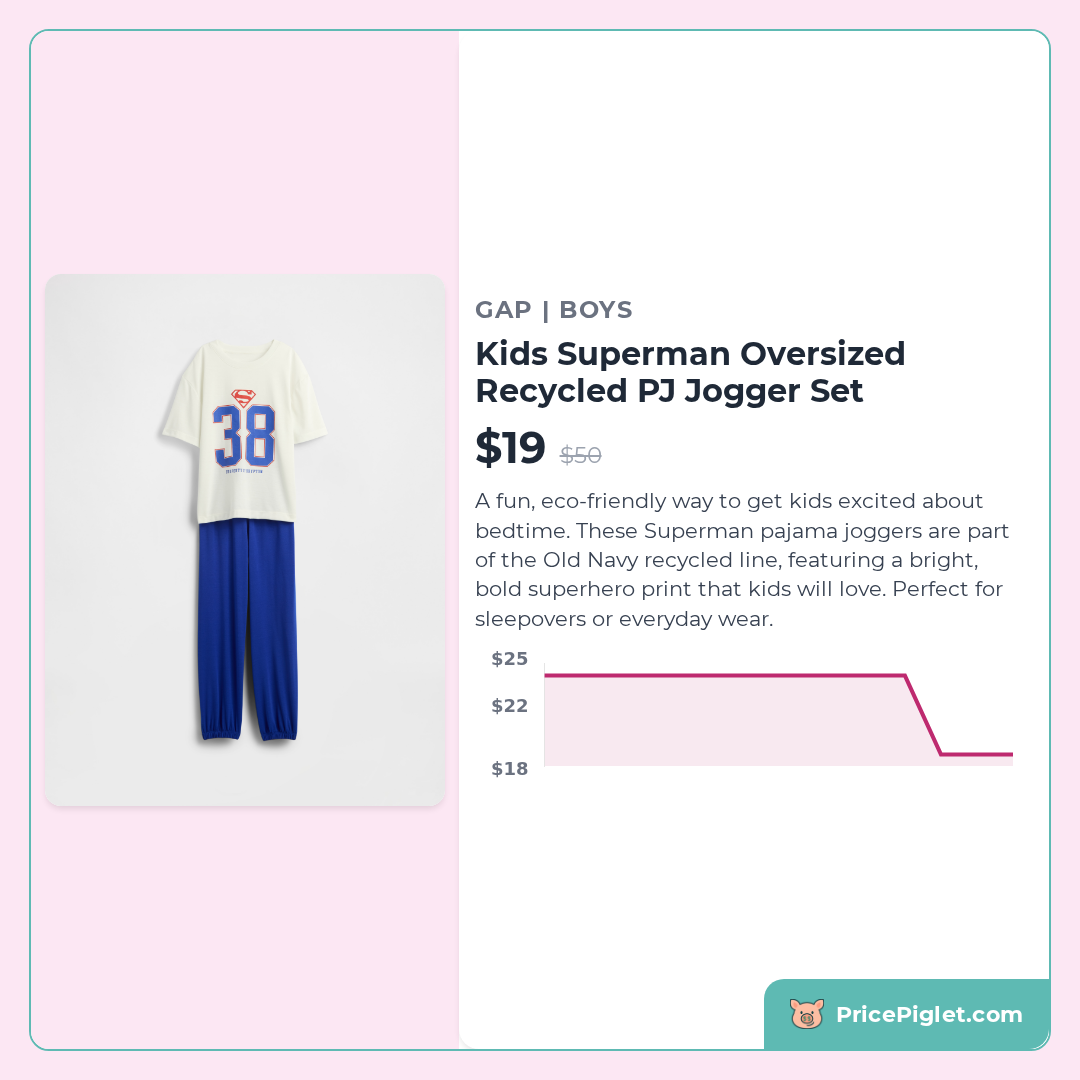 Kids Superman Oversized Recycled PJ Jogger Set