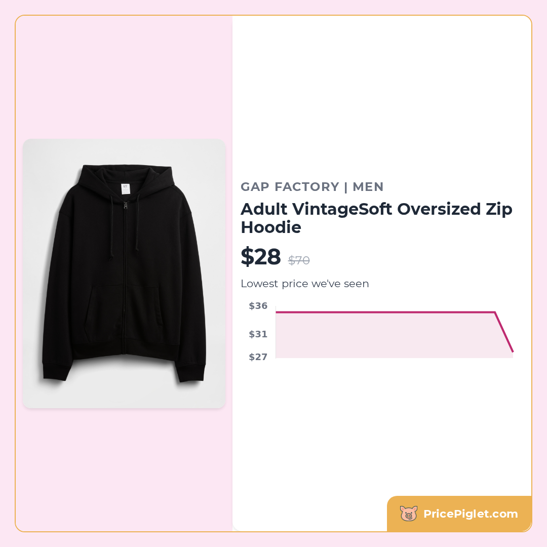 Adult VintageSoft Oversized Zip Hoodie