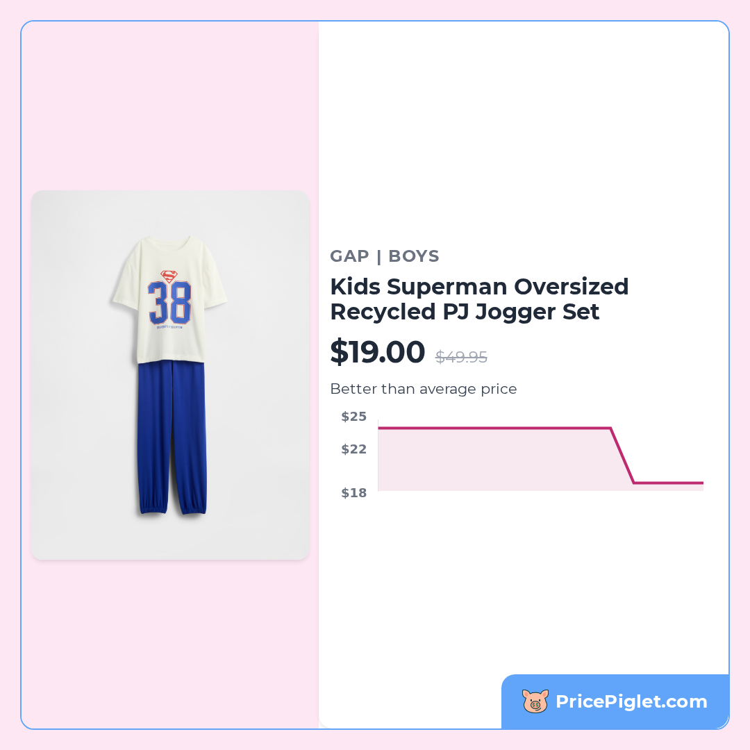 Kids Superman Oversized Recycled PJ Jogger Set