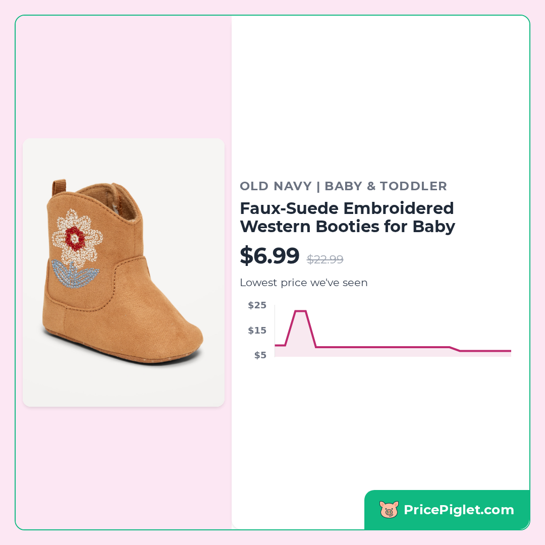 Faux-Suede Embroidered Western Booties for Baby