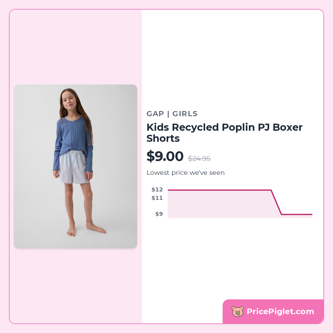 Kids Recycled Poplin PJ Boxer Shorts