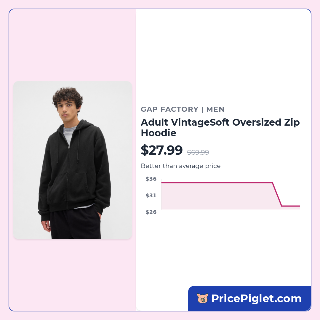 Adult VintageSoft Oversized Zip Hoodie