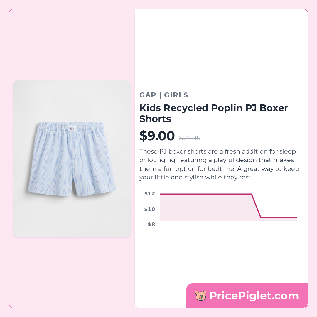 Kids Recycled Poplin PJ Boxer Shorts
