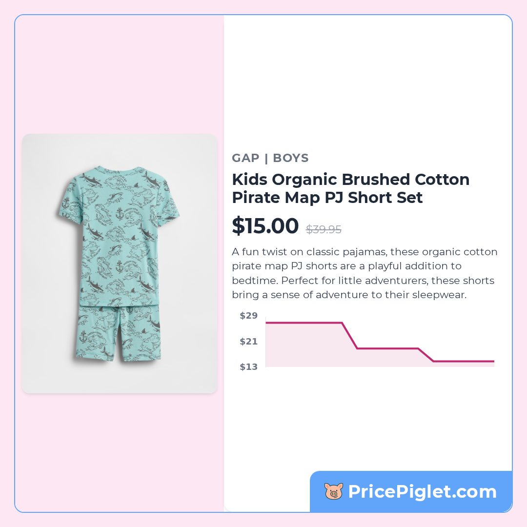 Kids Organic Brushed Cotton Pirate Map PJ Short Set
