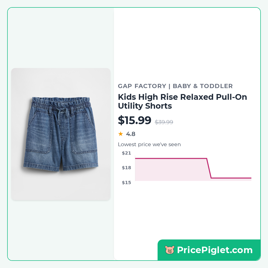 Kids High Rise Relaxed Pull-On Utility Shorts