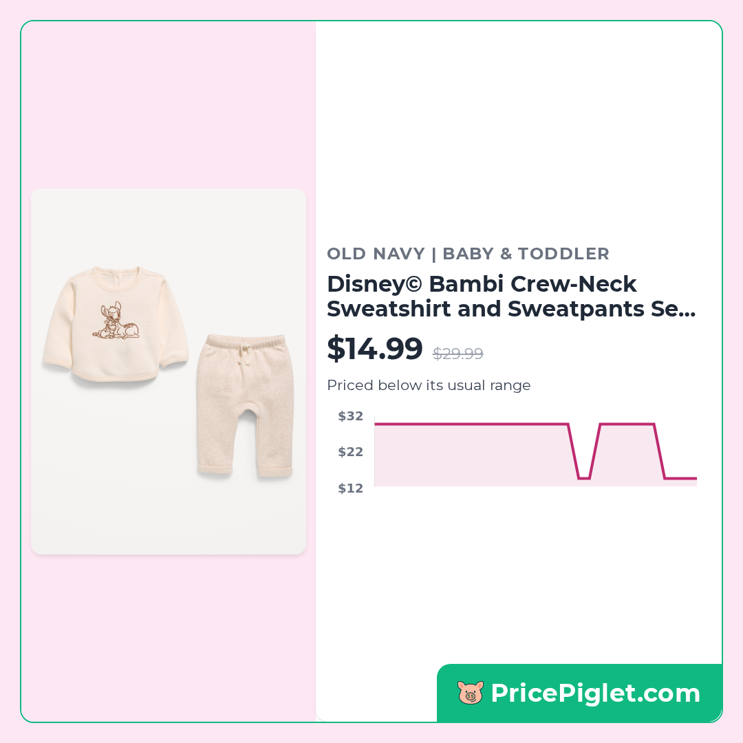 Disney© Bambi Crew-Neck Sweatshirt and Sweatpants Set for Baby