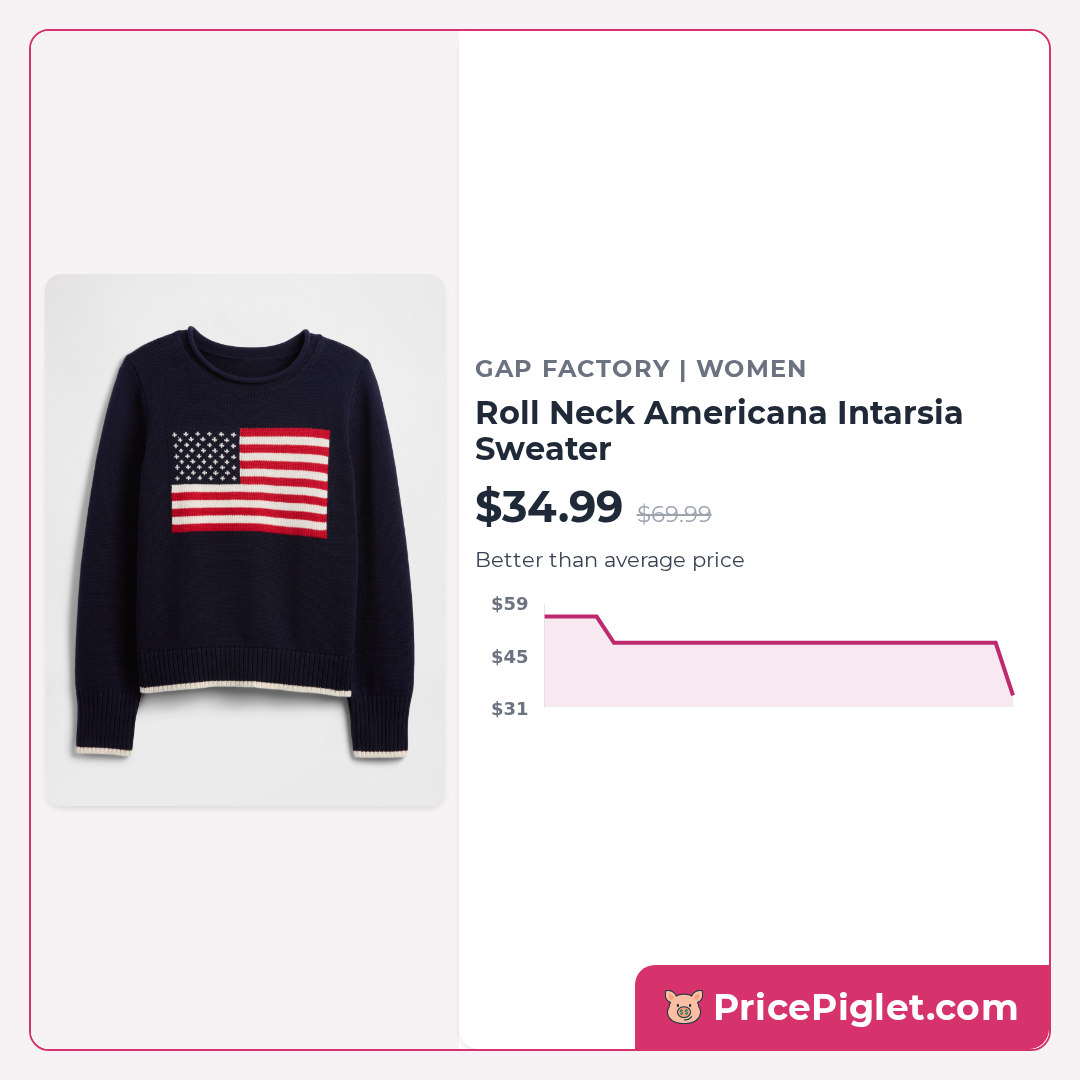 Roll Neck Americana Intarsia Sweater
