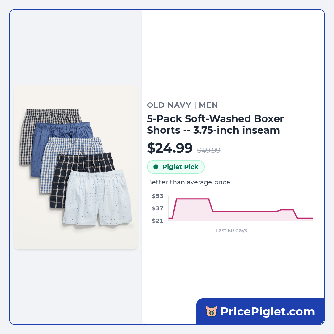 5-Pack Soft-Washed Boxer Shorts -- 3.75-inch inseam