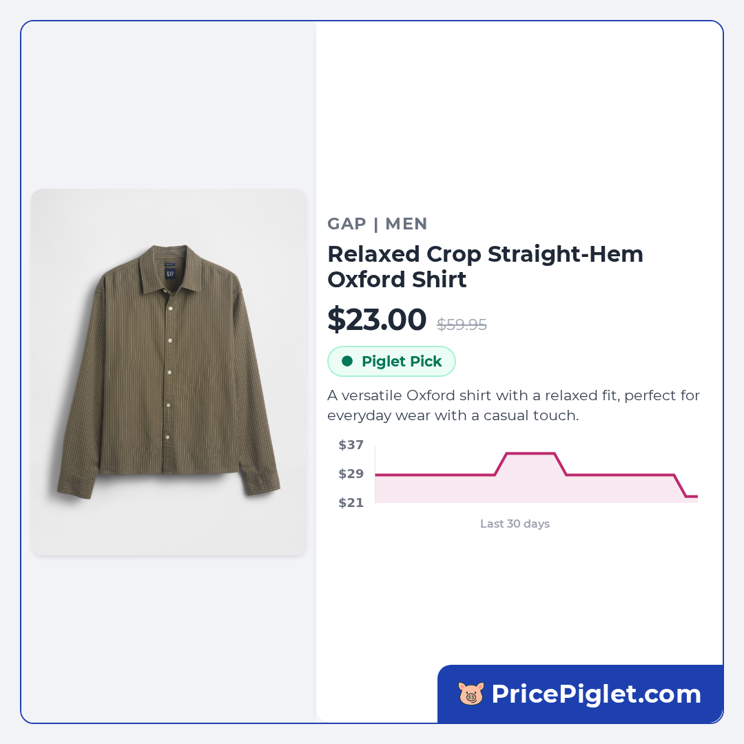 Relaxed Crop Straight-Hem Oxford Shirt