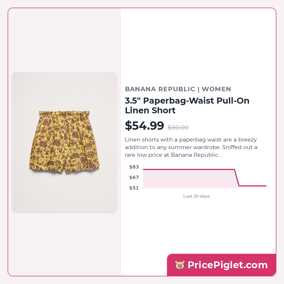 3.5" Paperbag-Waist Pull-On Linen Short