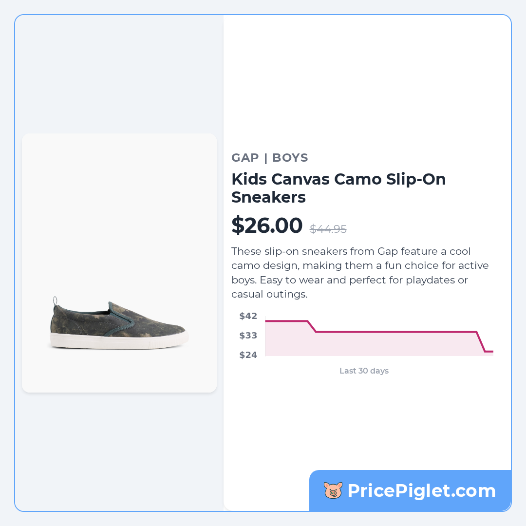 Kids Canvas Camo Slip-On Sneakers
