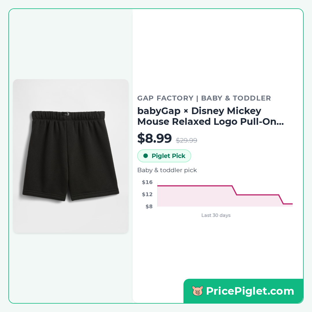 babyGap × Disney Mickey Mouse Relaxed Logo Pull-On Shorts