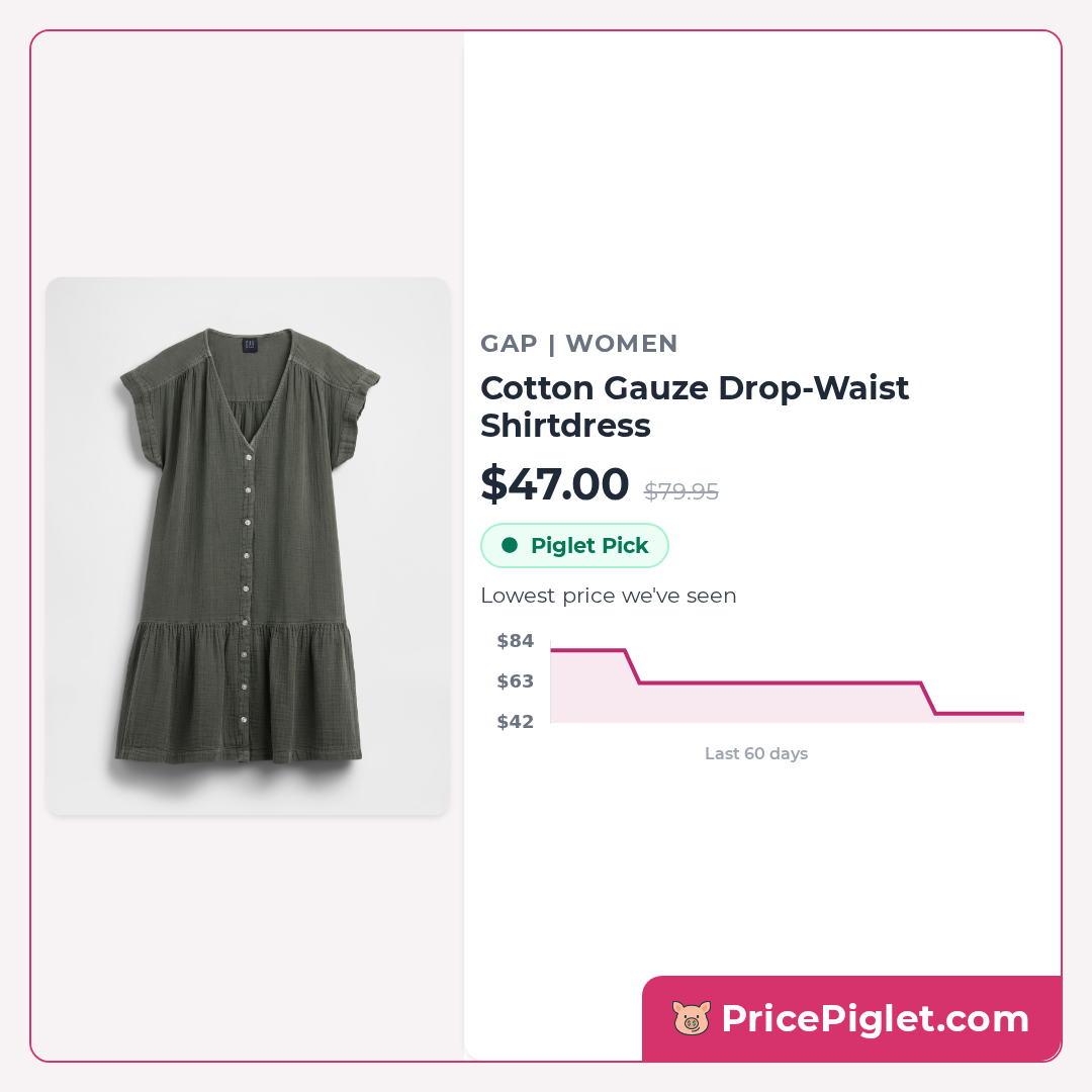 Cotton Gauze Drop-Waist Shirtdress