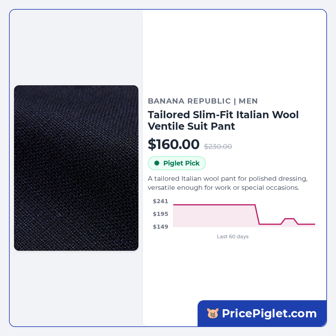 Tailored Slim-Fit Italian Wool Ventile Suit Pant
