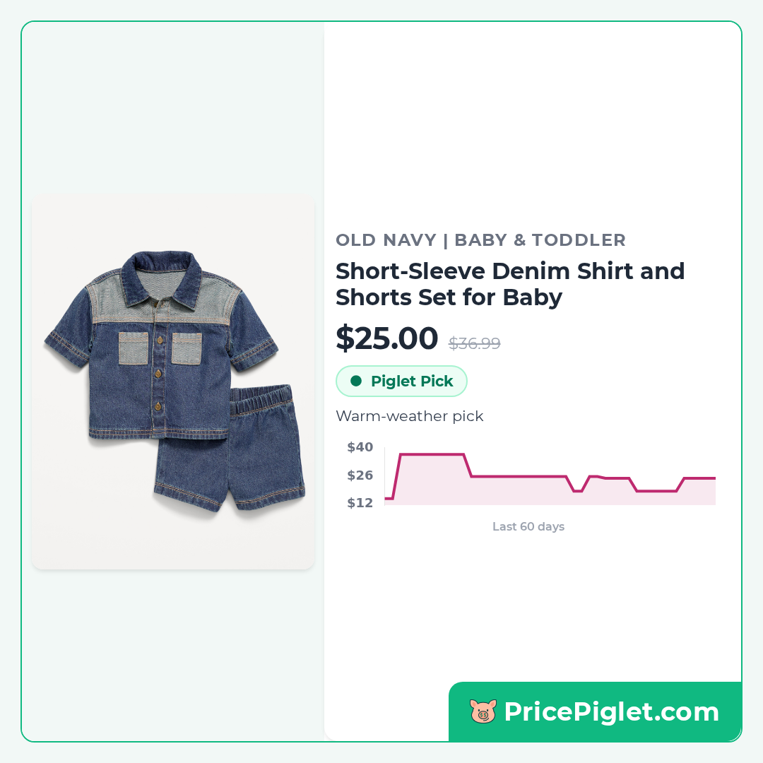 Short-Sleeve Denim Shirt and Shorts Set for Baby