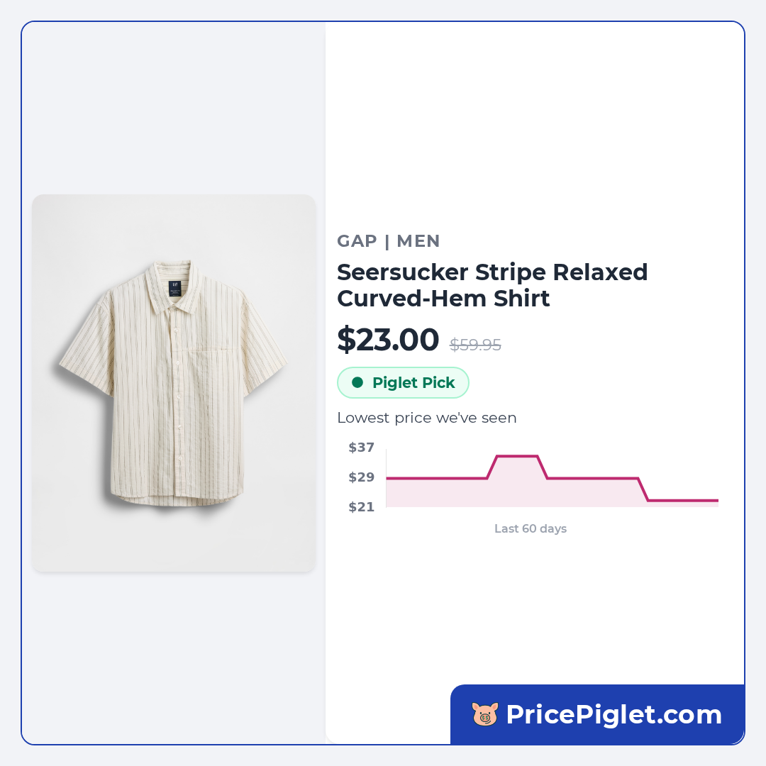 Seersucker Stripe Relaxed Curved-Hem Shirt