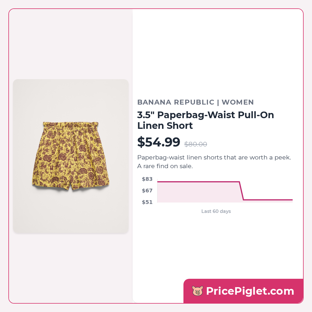 3.5" Paperbag-Waist Pull-On Linen Short