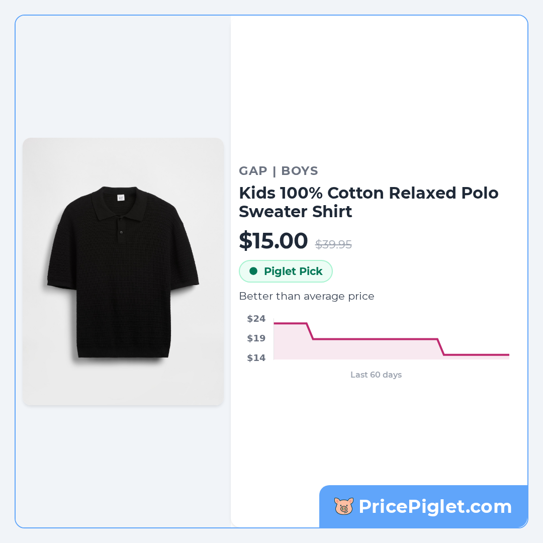 Kids 100% Cotton Relaxed Polo Sweater Shirt