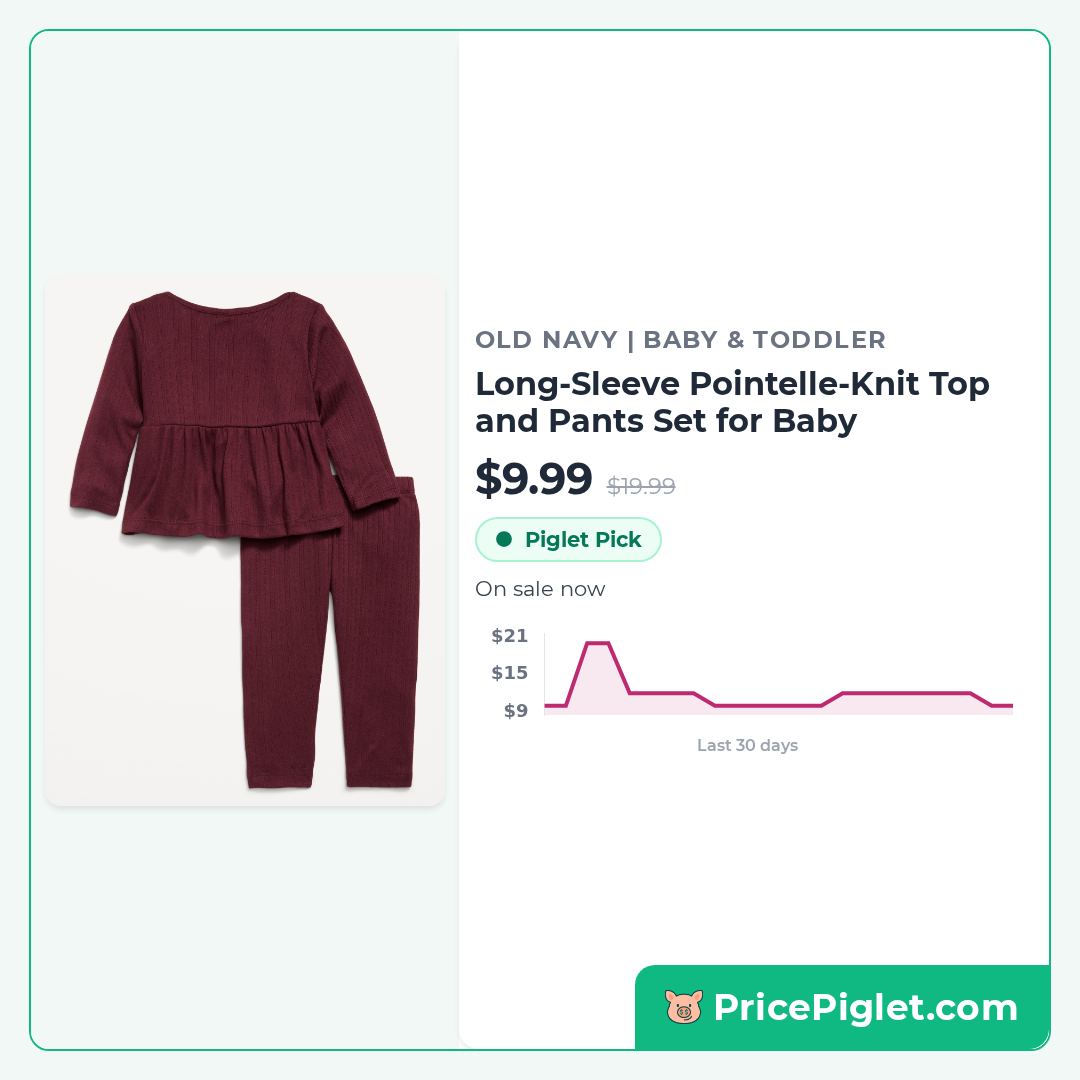 Long-Sleeve Pointelle-Knit Top and Pants Set for Baby