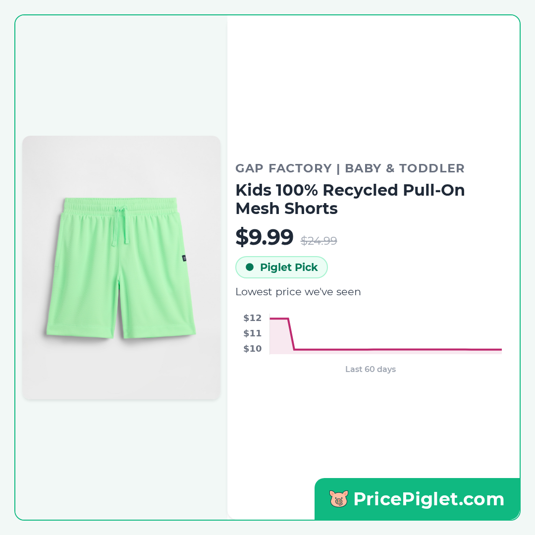 Kids 100% Recycled Pull-On Mesh Shorts