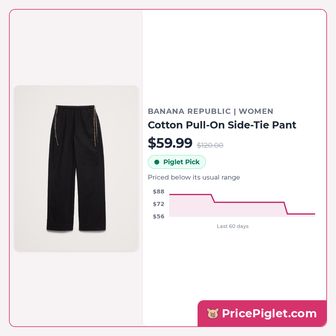 Cotton Pull-On Side-Tie Pant