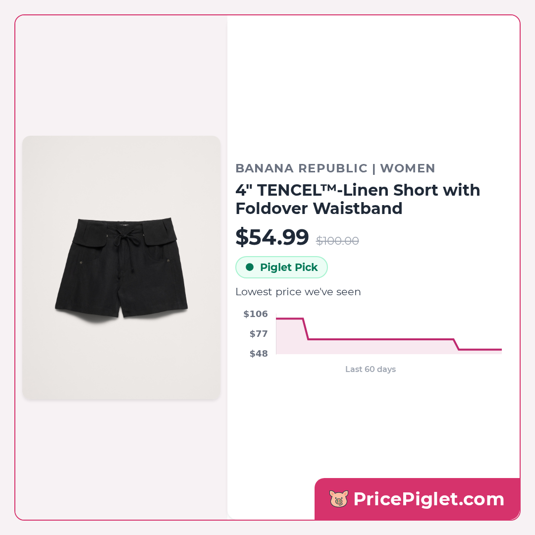 4" TENCEL™-Linen Short with Foldover Waistband