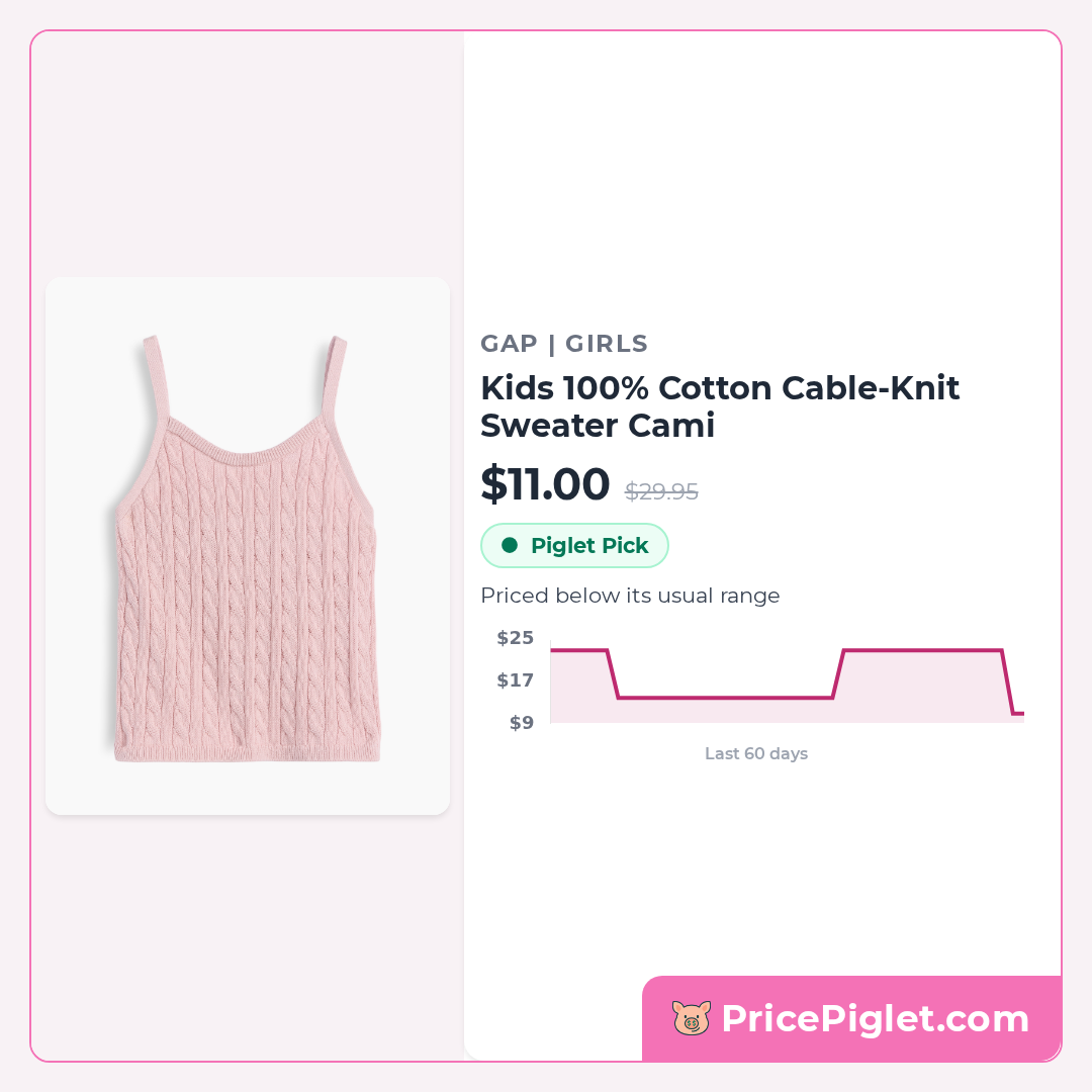 Kids 100% Cotton Cable-Knit Sweater Cami
