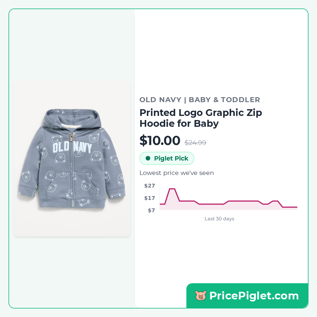Printed Logo Graphic Zip Hoodie for Baby