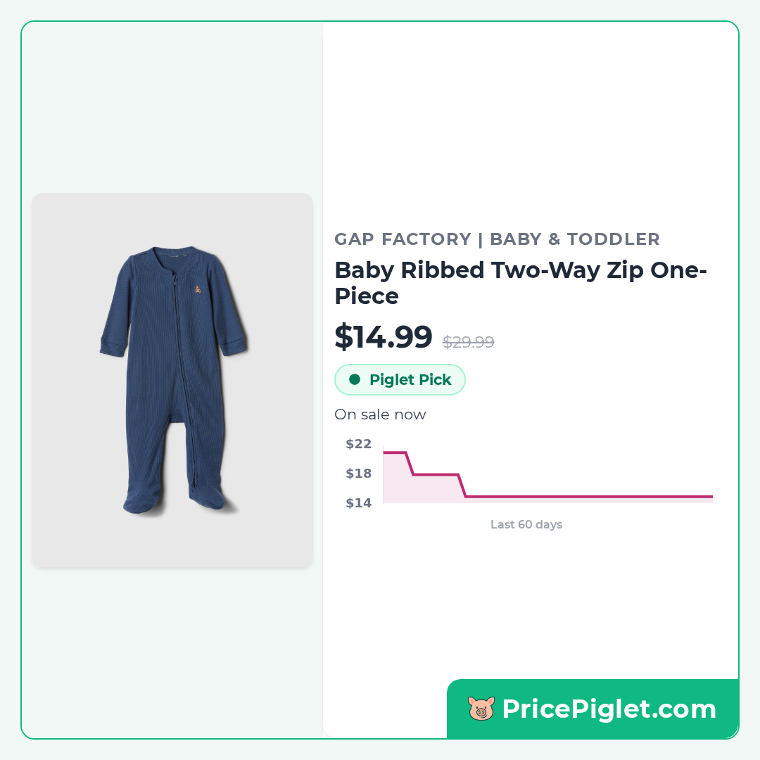 Baby Ribbed Two-Way Zip One-Piece