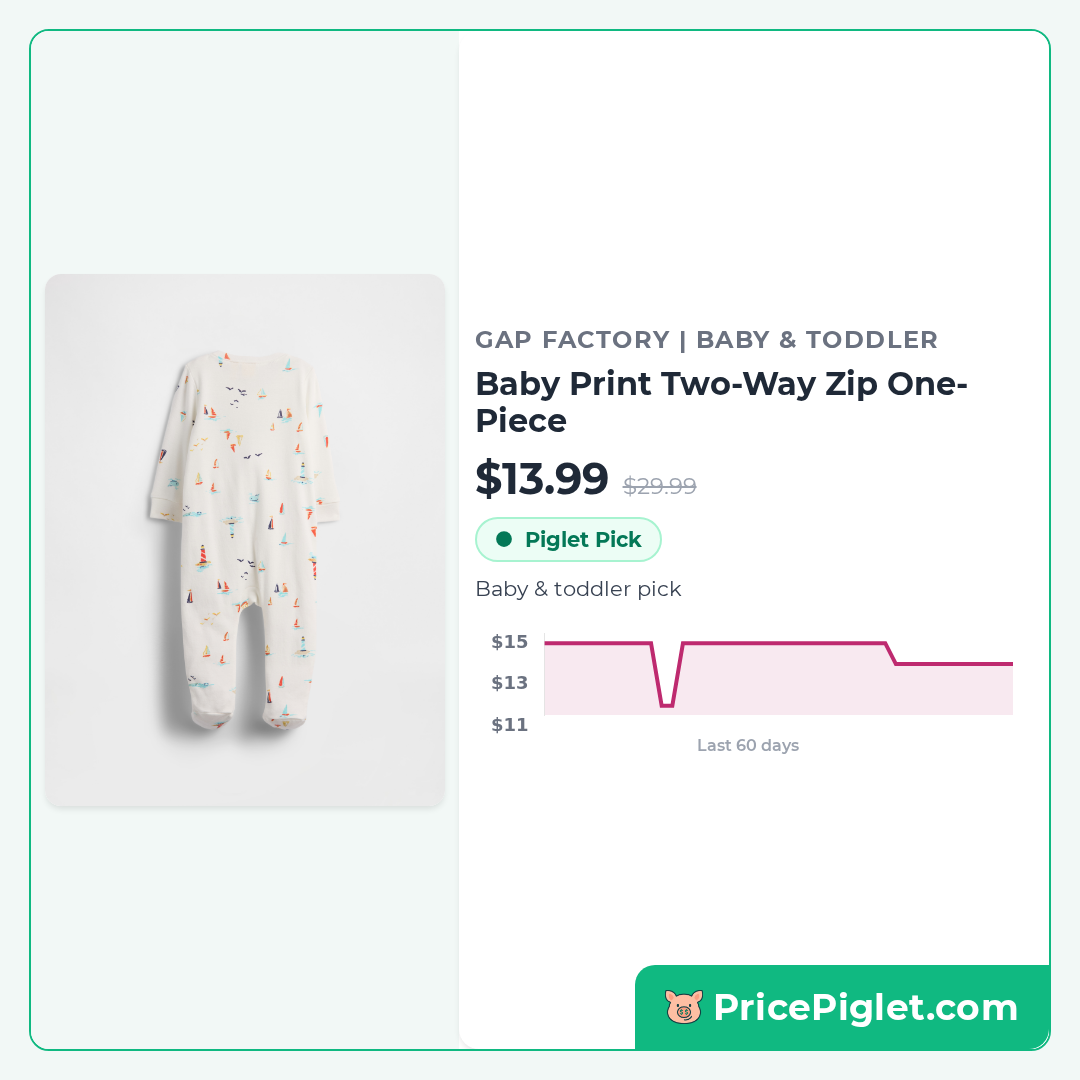 Baby Print Two-Way Zip One-Piece