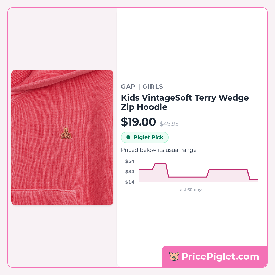 Kids VintageSoft Terry Wedge Zip Hoodie