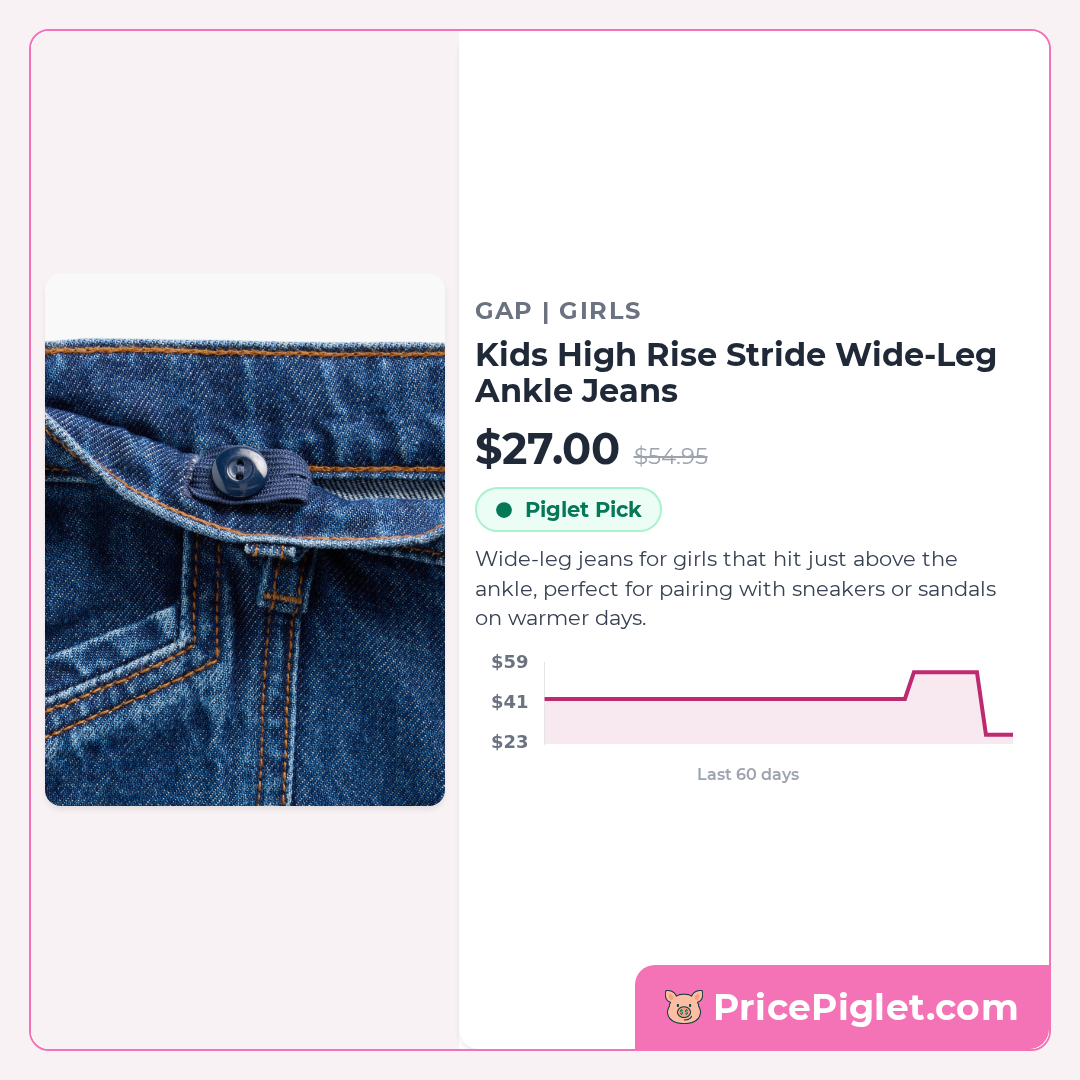 Kids High Rise Stride Wide-Leg Ankle Jeans