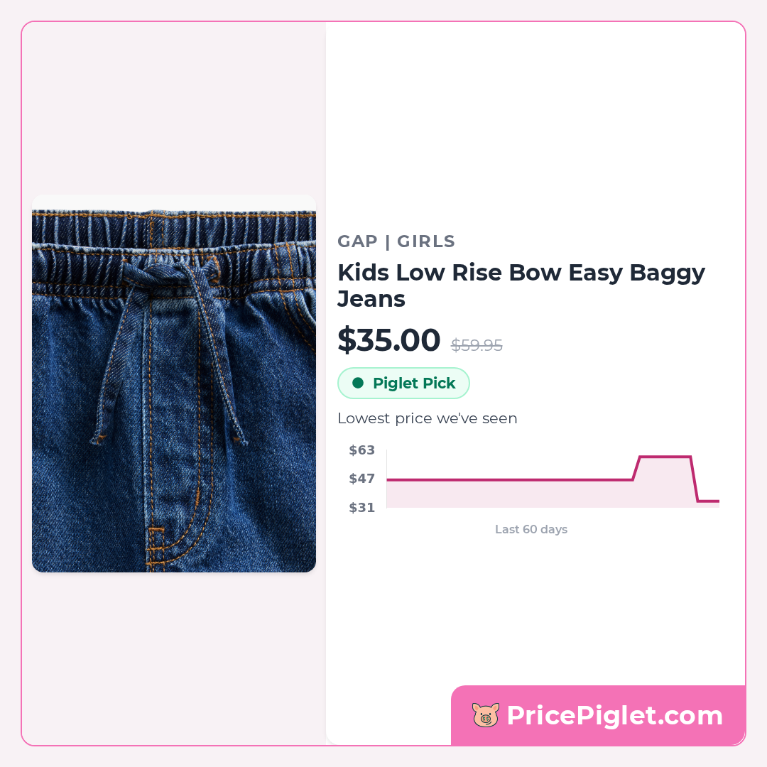 Kids Low Rise Bow Easy Baggy Jeans