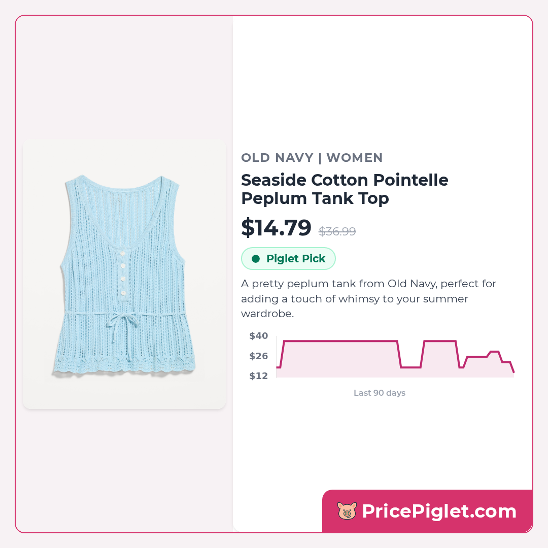 Seaside Cotton Pointelle Peplum Tank Top