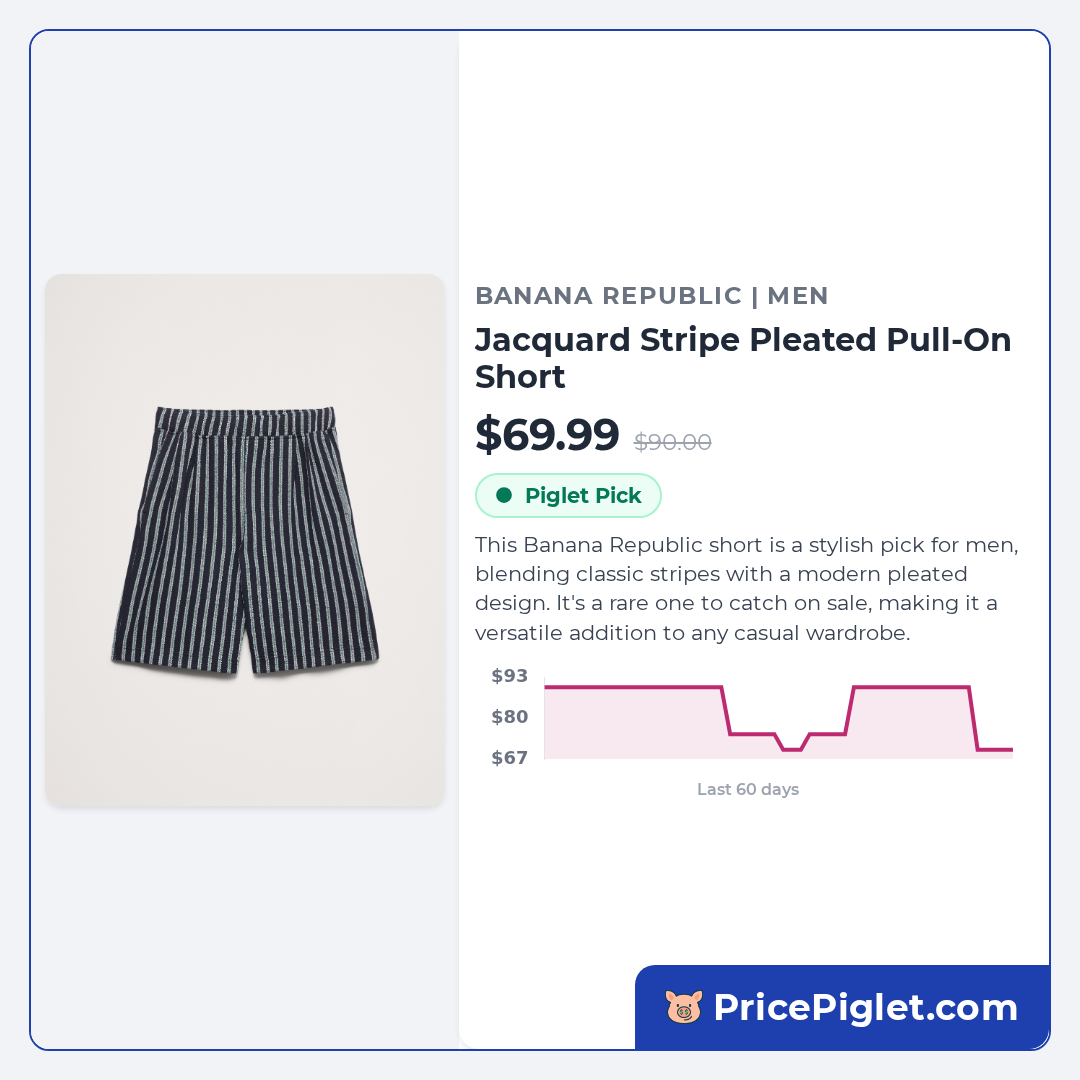 Jacquard Stripe Pleated Pull-On Short