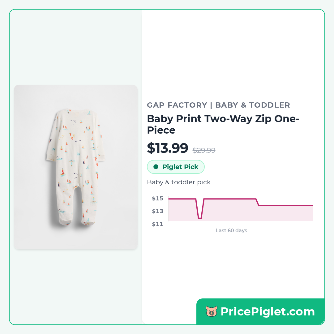 Baby Print Two-Way Zip One-Piece