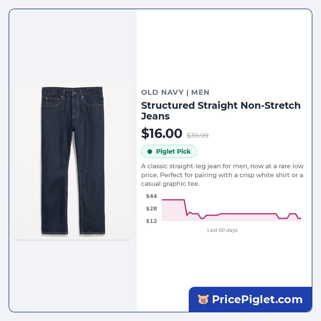 Structured Straight Non-Stretch Jeans