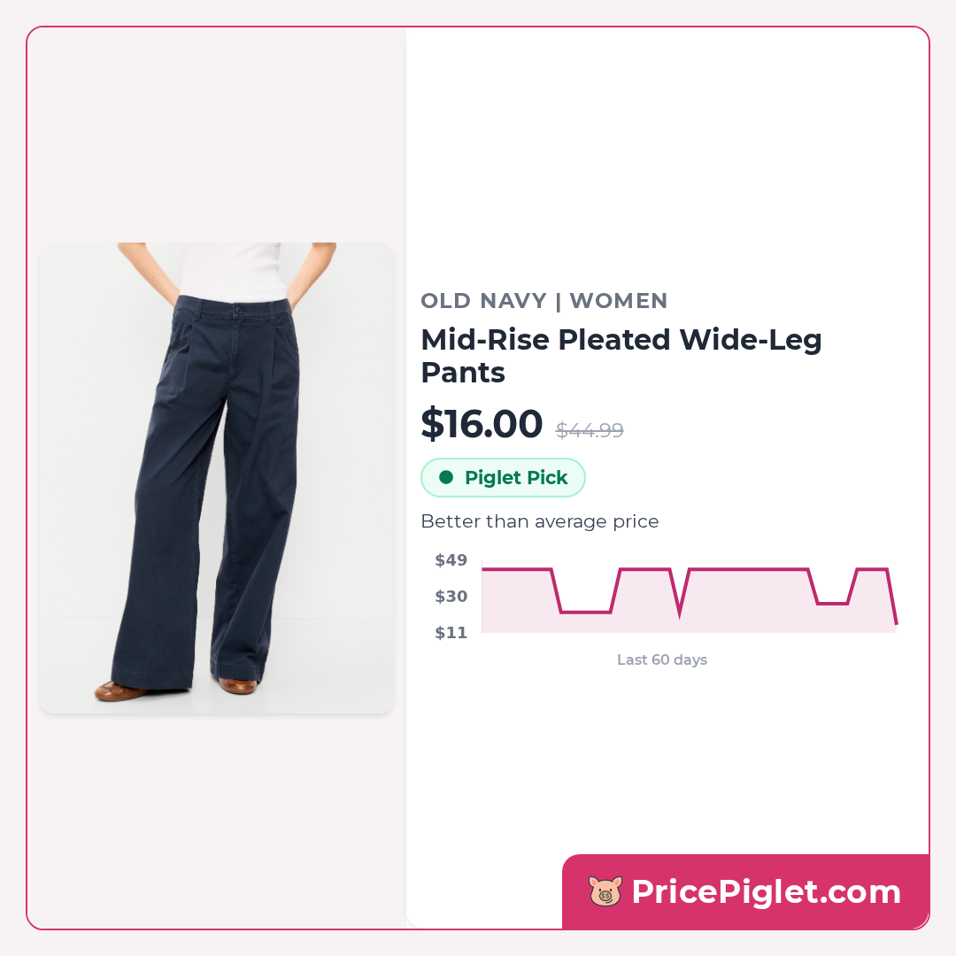 Mid-Rise Pleated Wide-Leg Pants