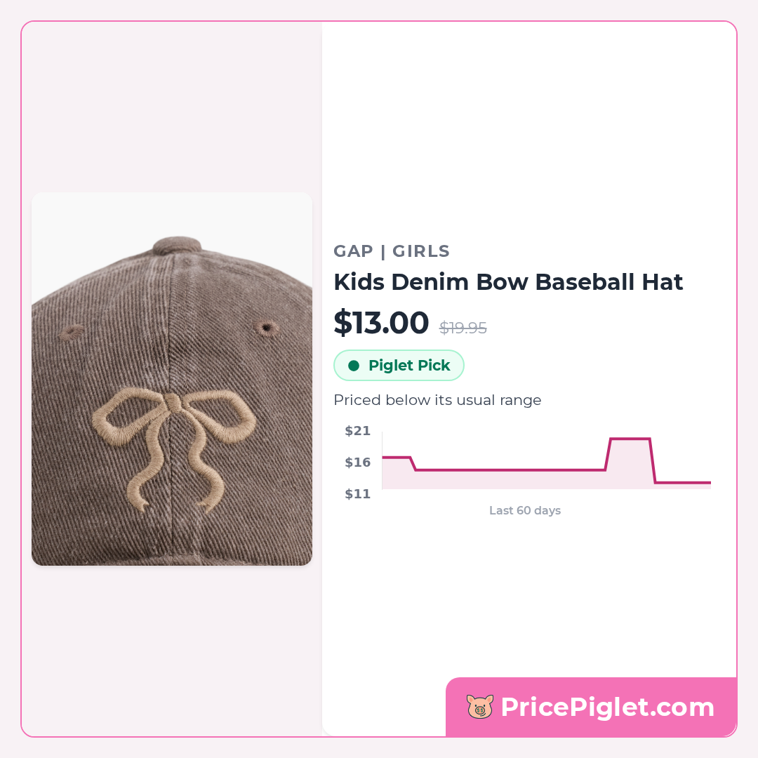 Kids Denim Bow Baseball Hat