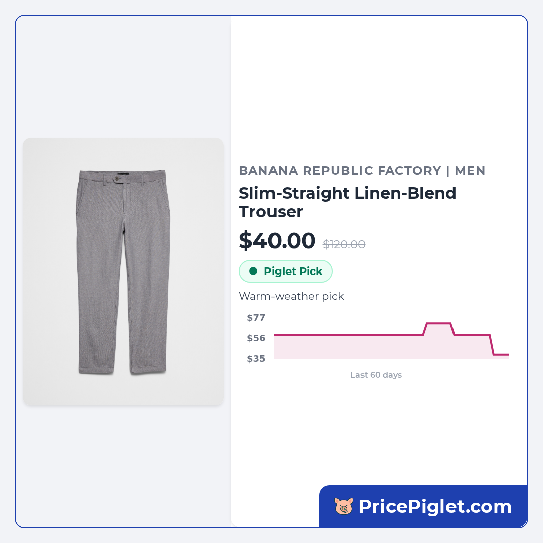 Slim-Straight Linen-Blend Trouser