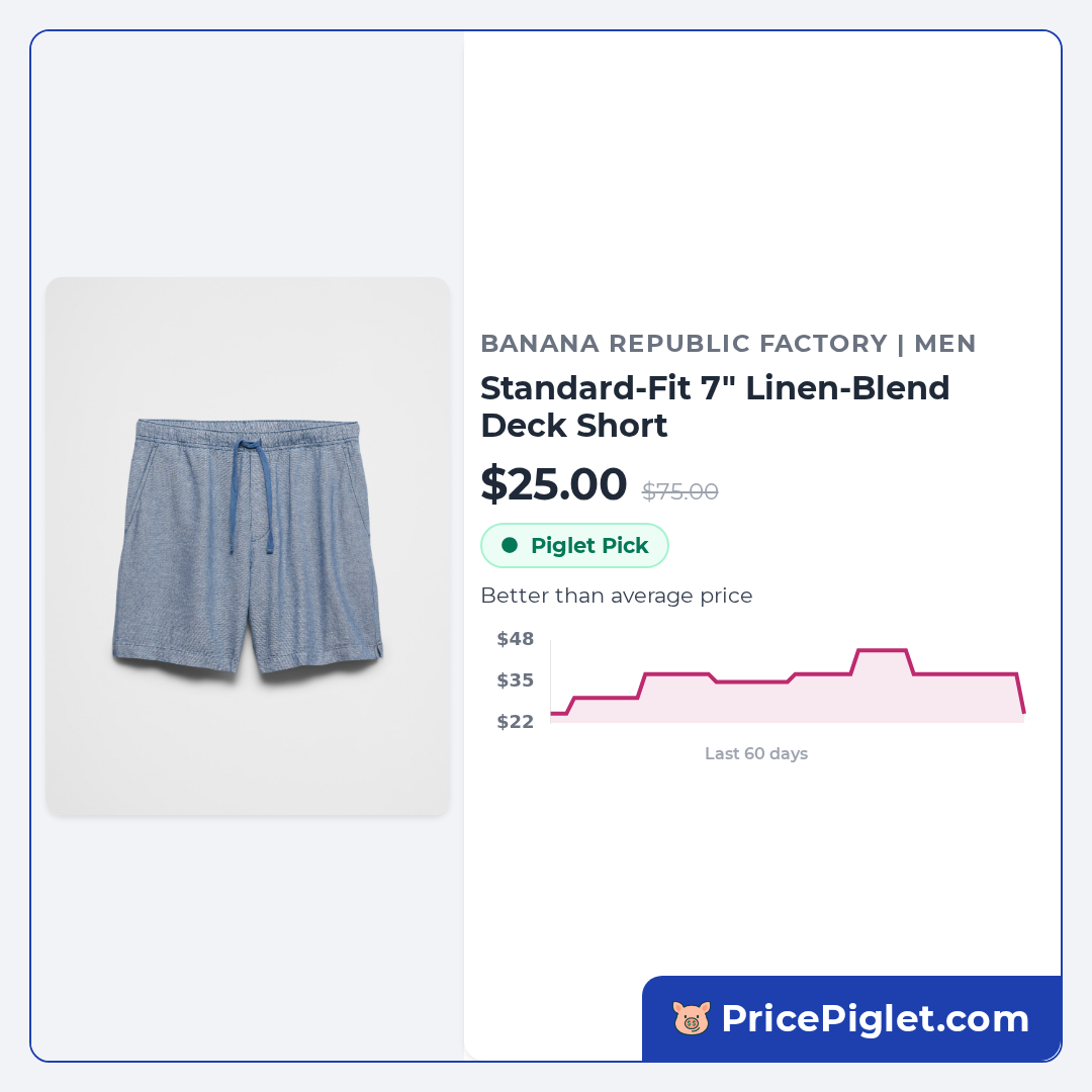 Standard-Fit 7" Linen-Blend Deck Short